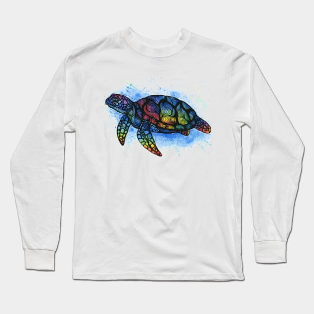 Rainbow Turtle Long Sleeve T-Shirt by SaltyHippie